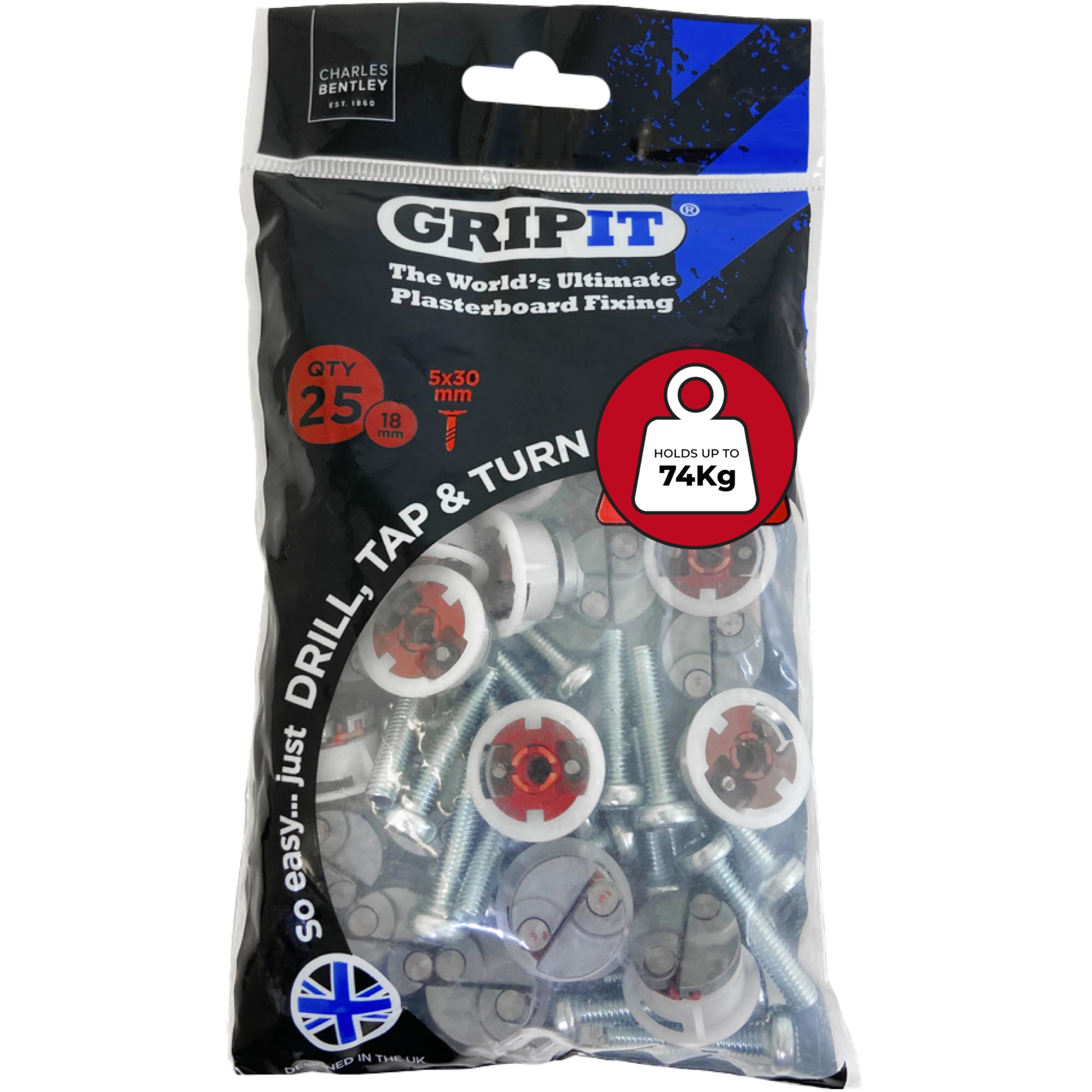 Gripit Grip It Red 18mm 74Kg Capacity Plasterboard Fixings And Screws 25 Pack from B&Q