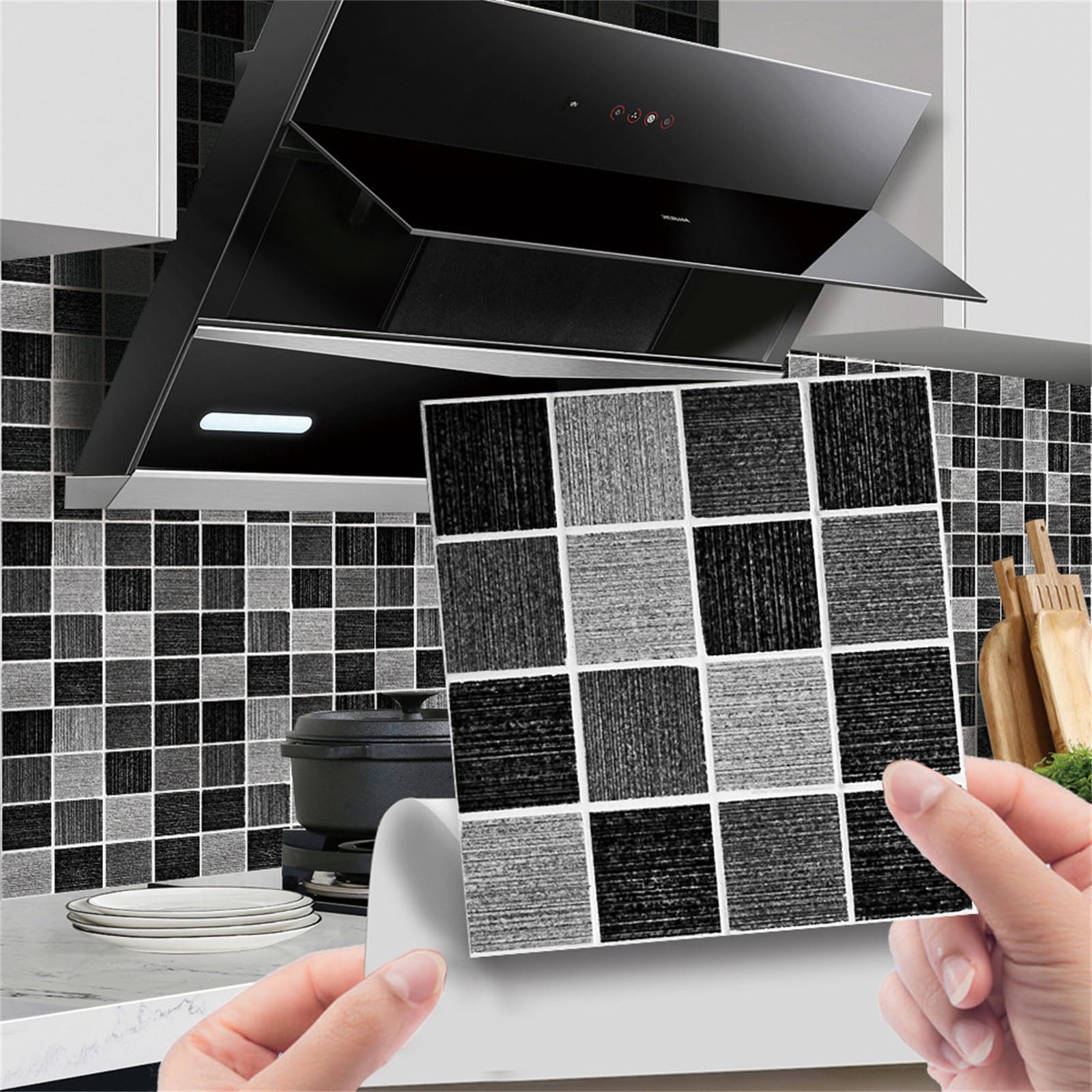 Tile Transfers Stickers 10x10cm,Mosaic Tile Stickers PVC Self-Adhesive Wall Sticker Waterproof Wallpaper Tile Decals for Kitchen Bathroom Backsplash (50pcs, MSC078) — image 1