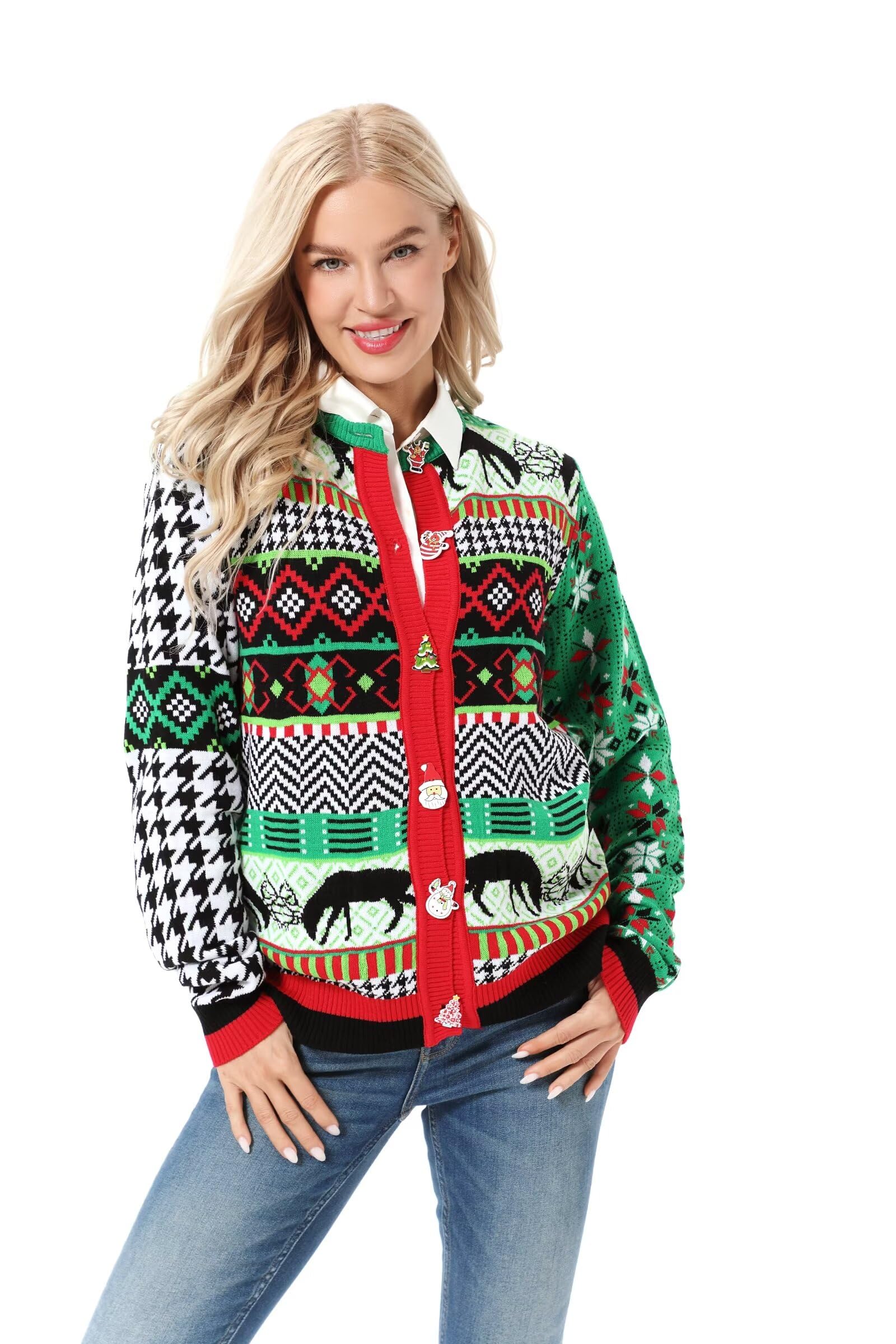 Sudadera de Navidad unisex para mujer y hombre, divertida sudadera con capucha de punto navideño para mujeres con elfo Ren y árbol de Navidad, sudadera festiva unisex para fiestas, Best Wishes All