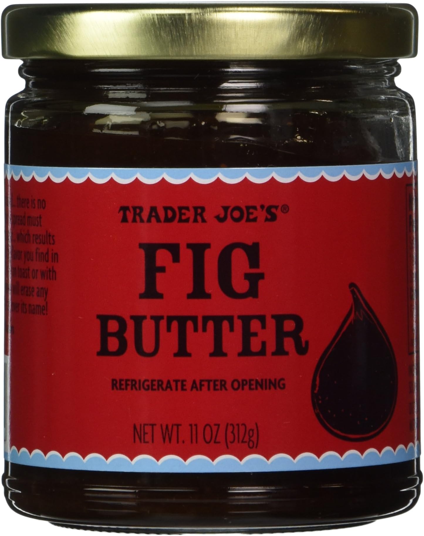 Pack of 2 Trader Joe's Fig Butter - 11oz., / 312g. - No Artificial Colors, Flavors or Preservatives.