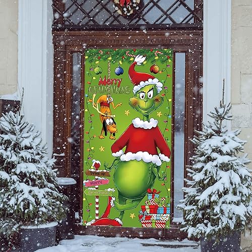 Miniatura 5 de Decoraciones de Navidad con texto en inglés Merry Grinchmas, decoración de Navidad para invierno y Año Nuevo, decoraciones navideñas para fiestas en