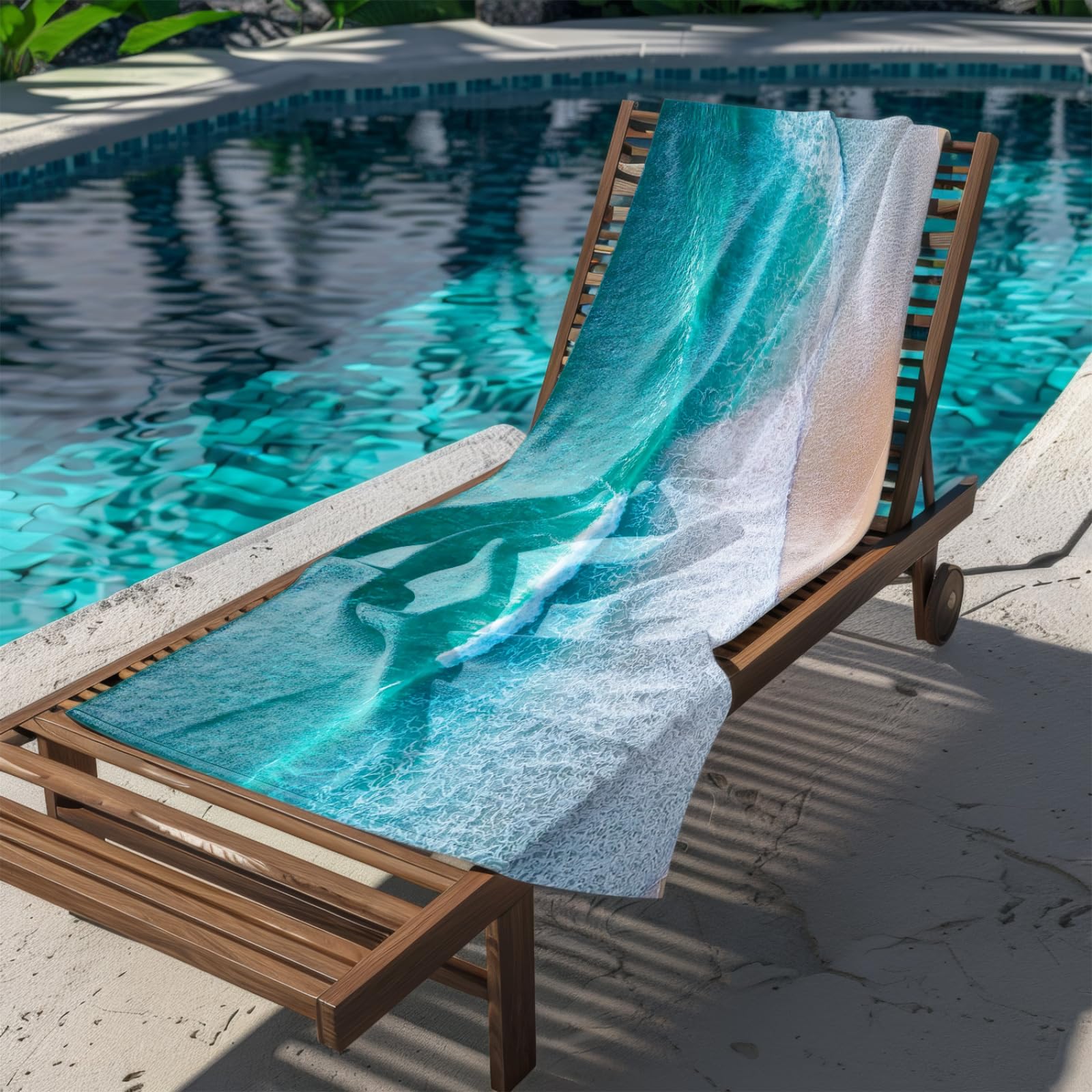 Genérico Toalla Playa 180X100 Playa del Mar Verde Grande Toallas de Piscina Grandes Anti Arena Secado Rápido Gimnasio Hombre Mujer Lavable A Máquina Regalo