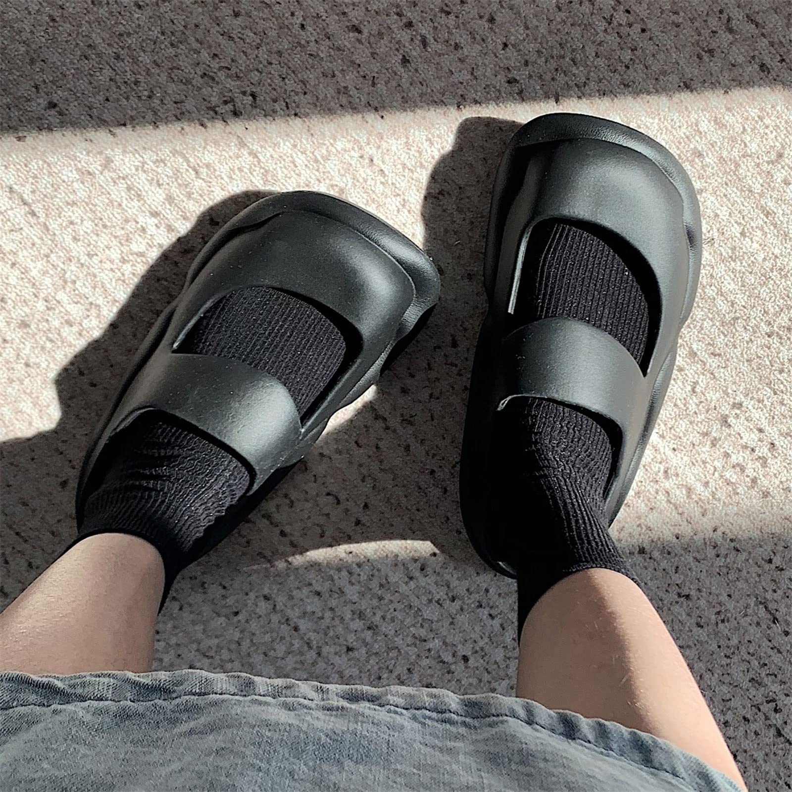RXZCHH Sandalias para Mujer Sandalias Baotou Zapatillas Antideslizantes de Fondo Grueso para Interiores y Exteriores Desodorante Zapato de baño para el hogar y la Playa a Prueba de Humedad (Negro,