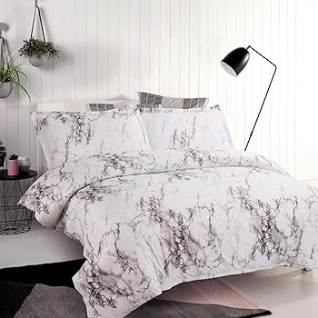 Amazon.com: Bedsure Duvet Cover Set with Zipper Closure-Printed Marble Design,Twin (68x90 inches 