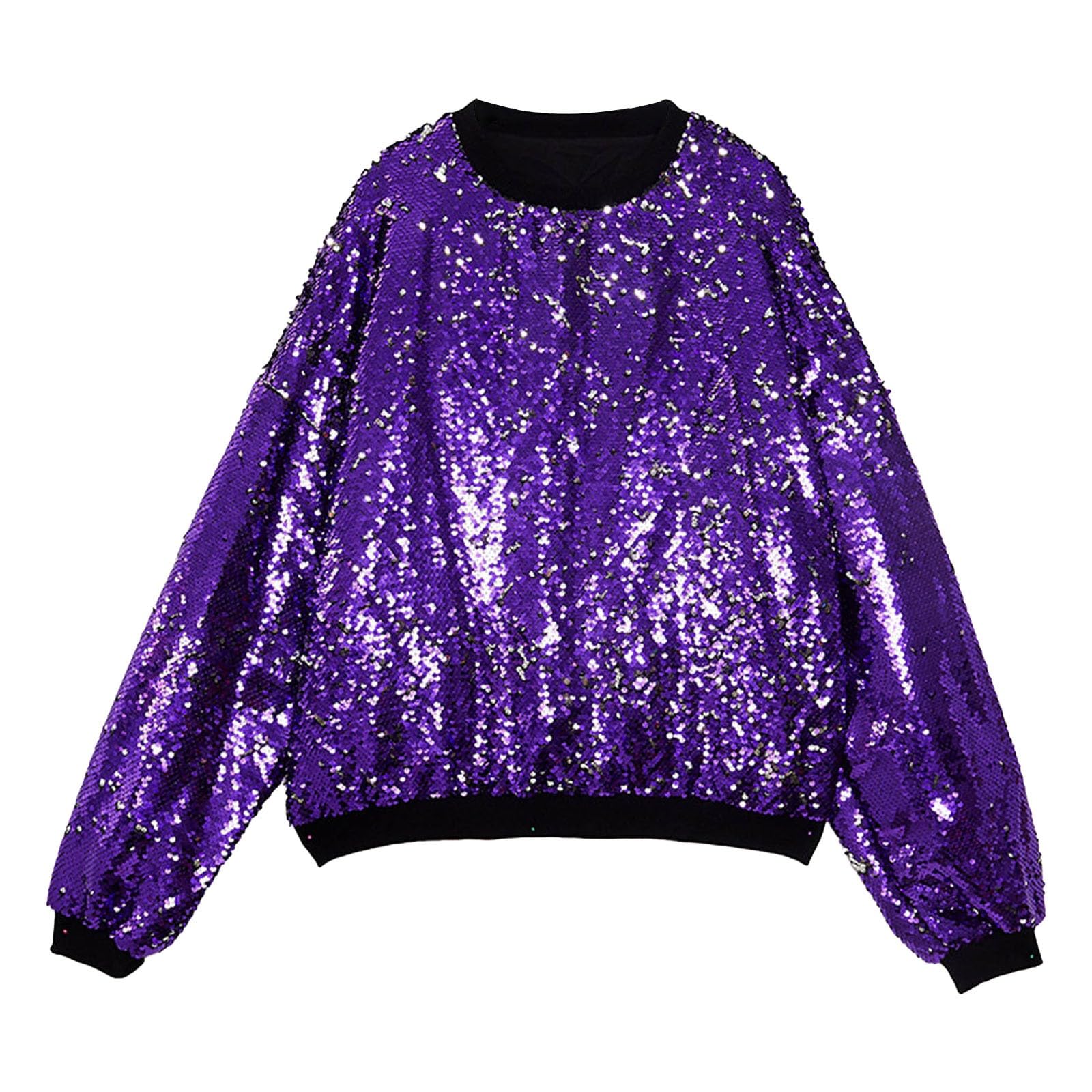 Felpa da uomo con paillettes, senza cappuccio, metallizzata
