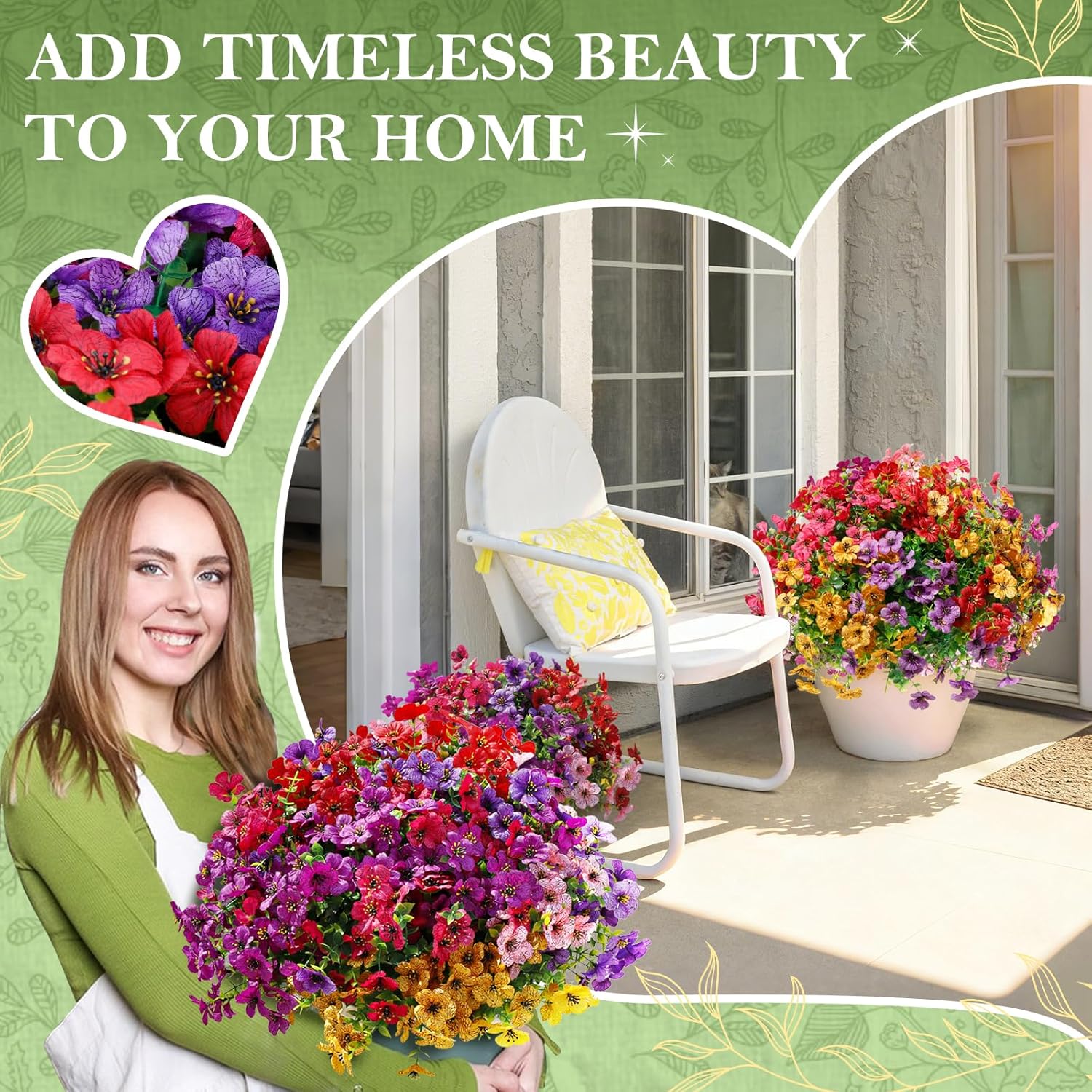 FGSAEOR 20 Bundles Artificial Flowers for Outdoor Indoor, Faux Flower Daisy with Eucalyptus Leaves Fake Plants Greenery, Garden Home Decor for Boxwood Porch Patio - Image 7