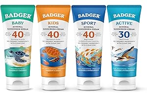 Baby and Kids Sun Protection Trio:Badger Unscented Sunscreen, SPF 30, 40
