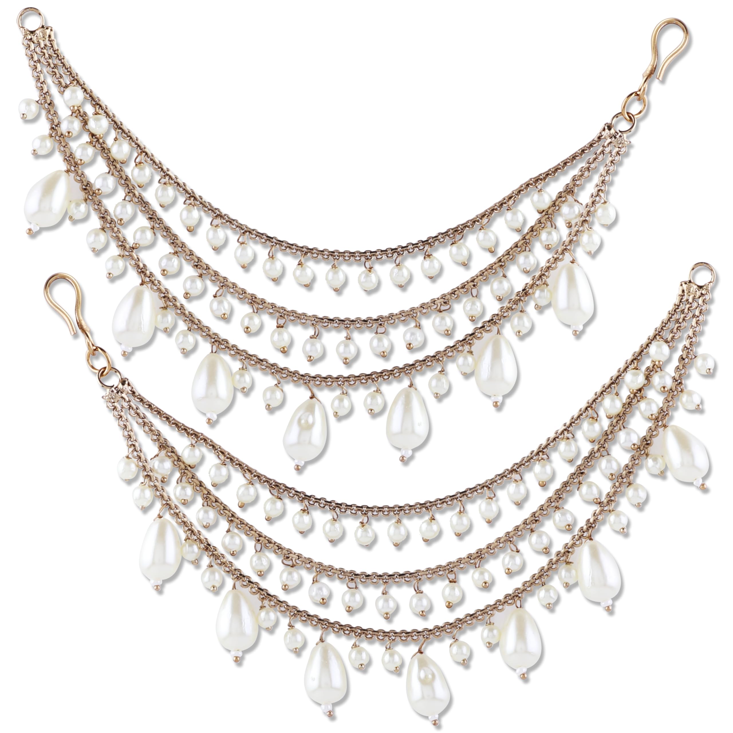 Shonas Style Brass Mehandi/Copper Polished kaanchain long Bridal Wedding Ear kaan chain Bahubali earchains Ear Chains for Hair Jhumka Jhumki kanoti moti pearl Traditional Earrings for women and girls (B0DHH6PQYR) Amazon Price History, Amazon Price Tracker