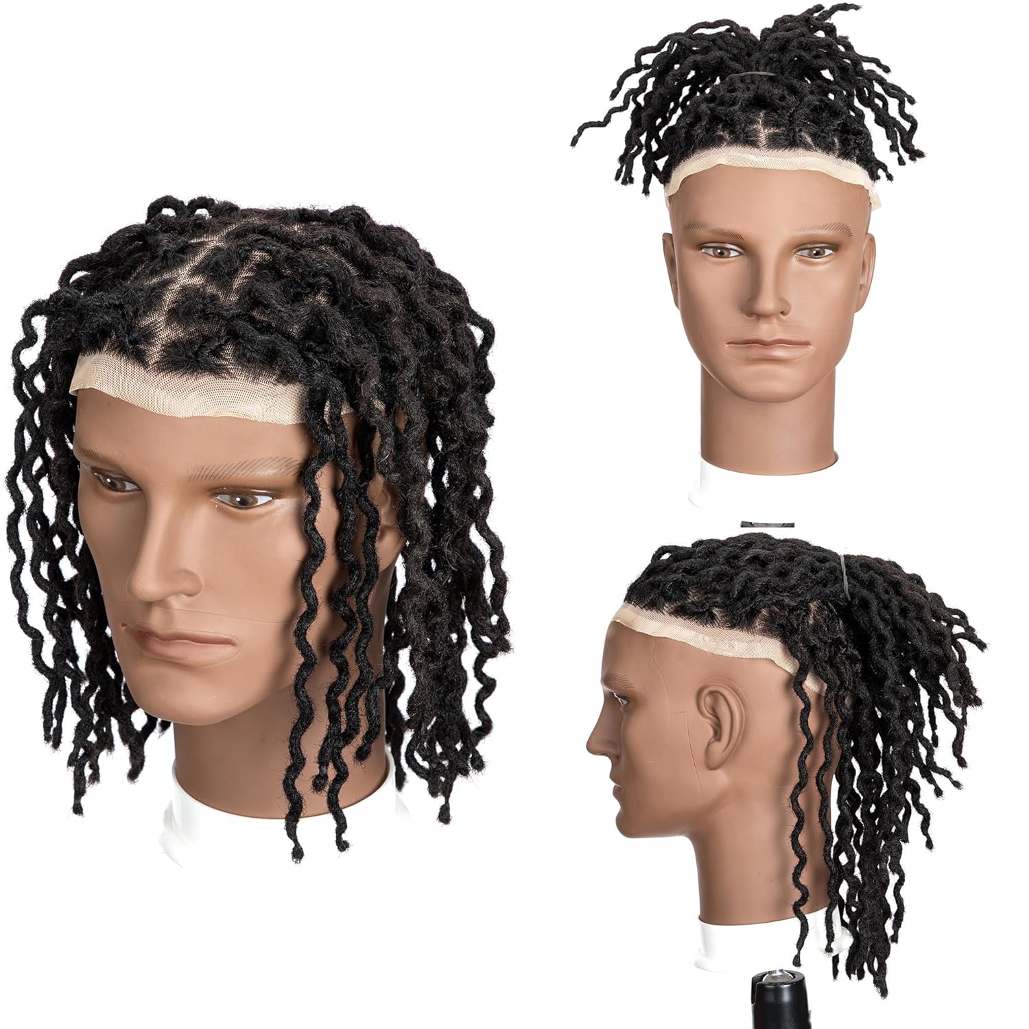 DAIXI 8×10 Inches Transparent Full Lace Base Afro Curly Dreadlock Extensions Toupee For Men and Women, 56 Strands 0.4cm Curly Wave Loc Extensions Human Hair On the Toupee Including Type and Tools DAIXI 8×10 Inches Transparent Full Lace Base Afro Curly Dreadlock Extensions Toupee For Men and Women, 56 Strands 0.4cm Curly Wave Loc Extensions Human Hair On the Toupee Including Type and Tools
