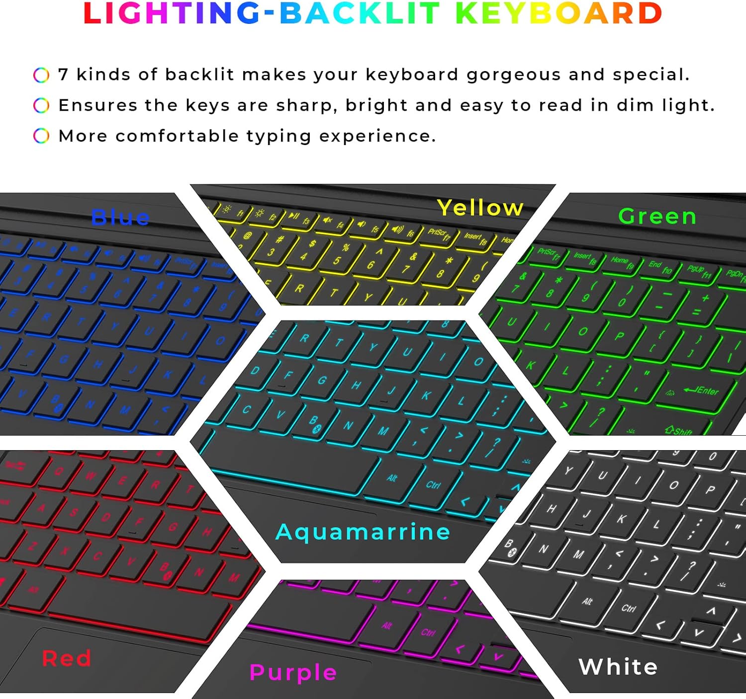 ក្ដារចុច​មាន​ភ្លើង​ពណ៌​ខាងក្រោយ 7 ពណ៌