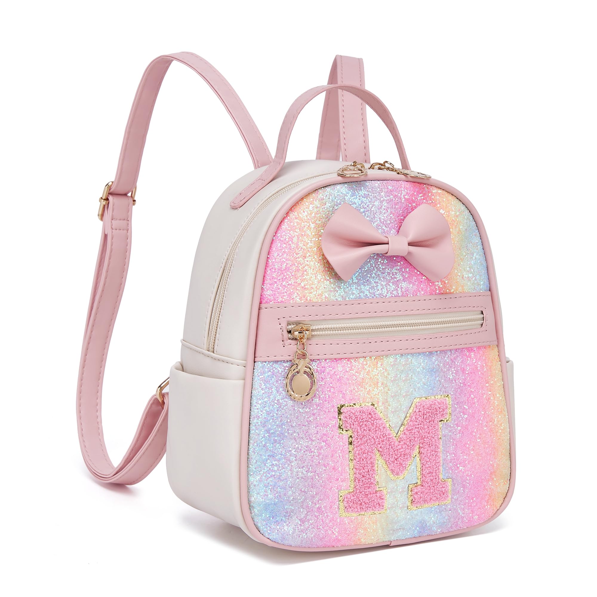 I IHAYNER Girls Initial Purse Small Backpack for Kids Cute Mini Backpack for Girls Personalized Trendy Stuff Gifts for Women （Pink-M）