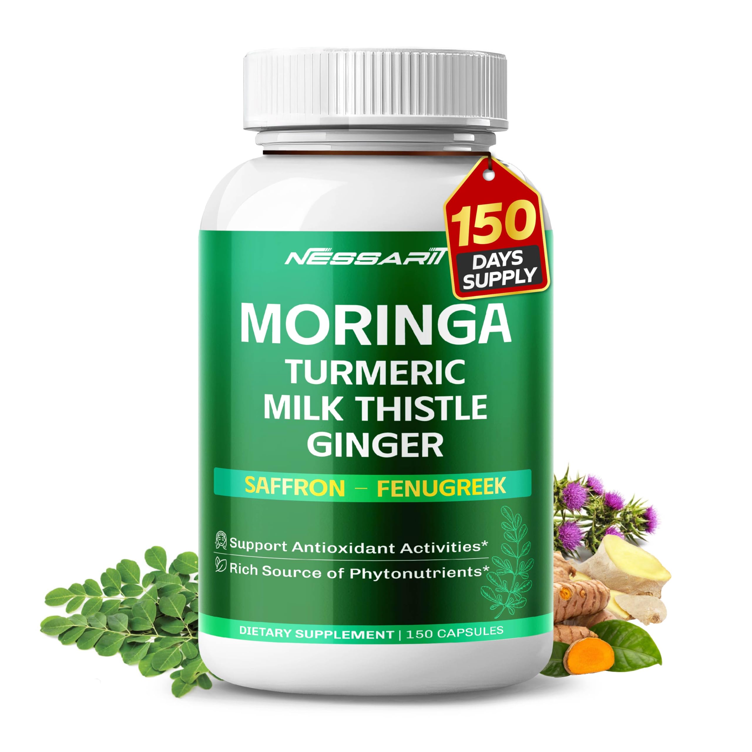 Complete 10-in-1 Moringa with Turmeric & Milk Thistle, 150 Count