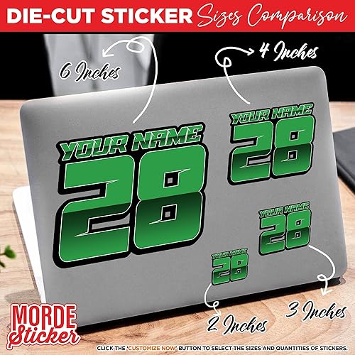 Miniatura 64 de Calcomanías personalizadas con números de carreras, calcomanías de vinilo troqueladas para casco duro, laptop, botella de agua, teléfono, Número