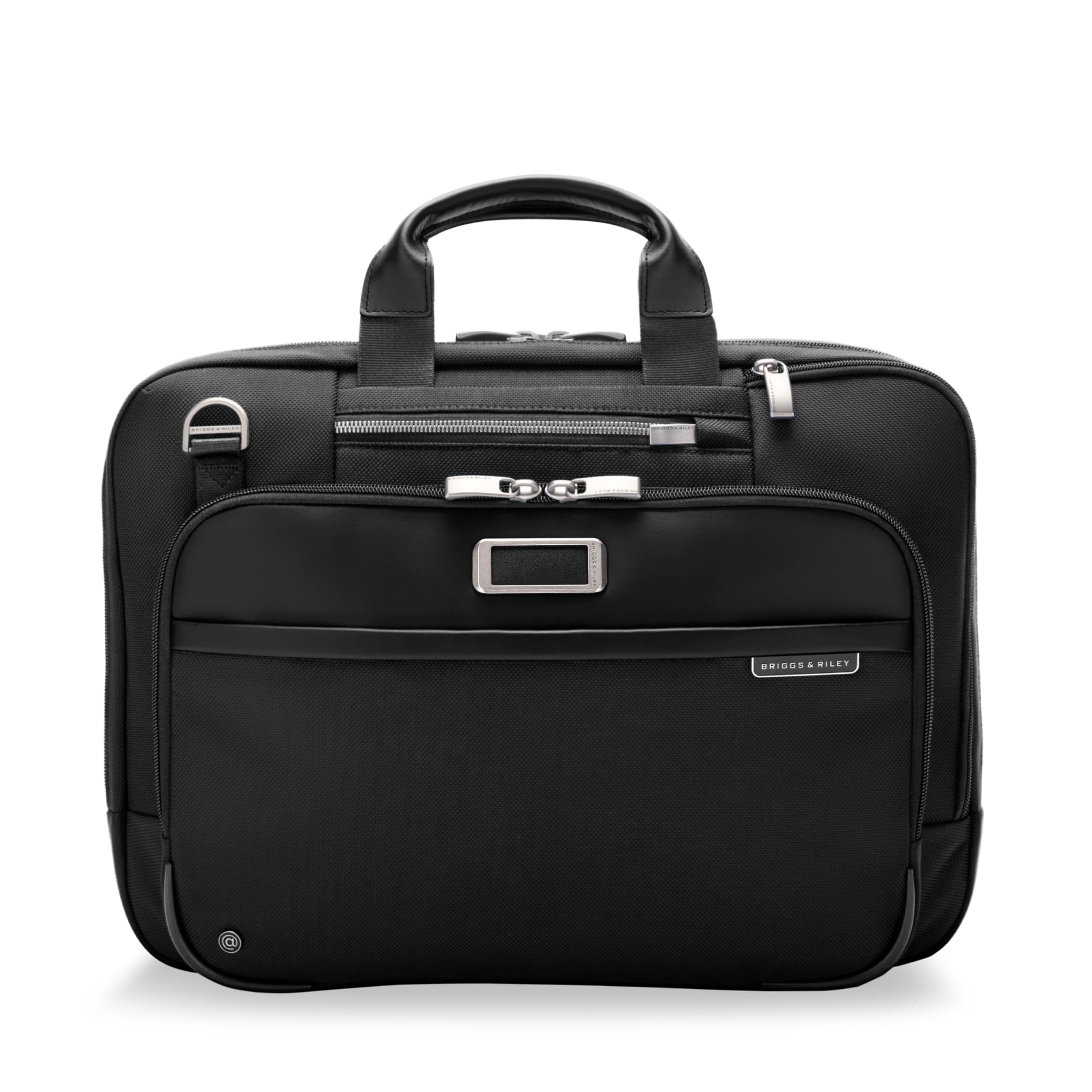Briggs & Riley Medium Expandable Briefcase - Laptop Bag for Work & Travel, Briefcases for Men & Women, Includes Shoulder Strap, Self-Repairing Zipper, Fits up to 15" Computer - @work Collection, Black