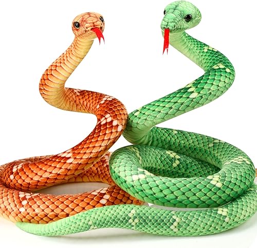 HyDren 2 piezas de animales de peluche de serpiente gigante de 80 pulgadas, boa constrictor realista, animal de peluche grande para niños, regalo de