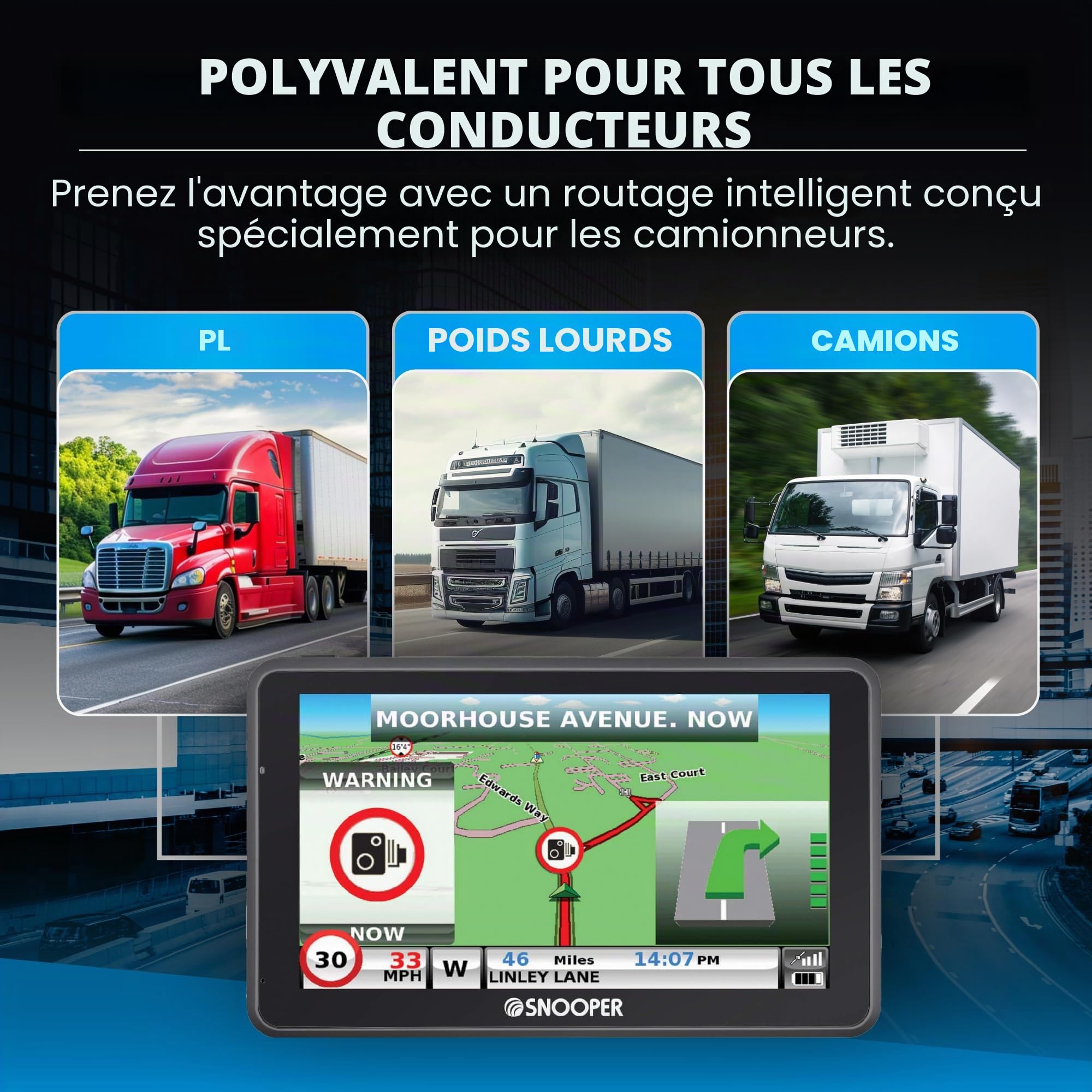 Snooper Truckmate S6900 Navigateur Satellite avec Support Magnétique Actif