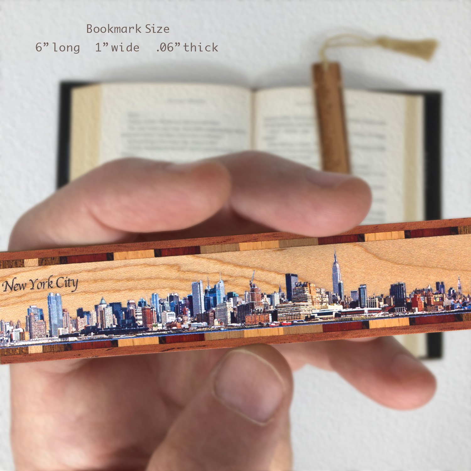 Seattle Washington City Skyline Color Wooden Bookmark - View #12