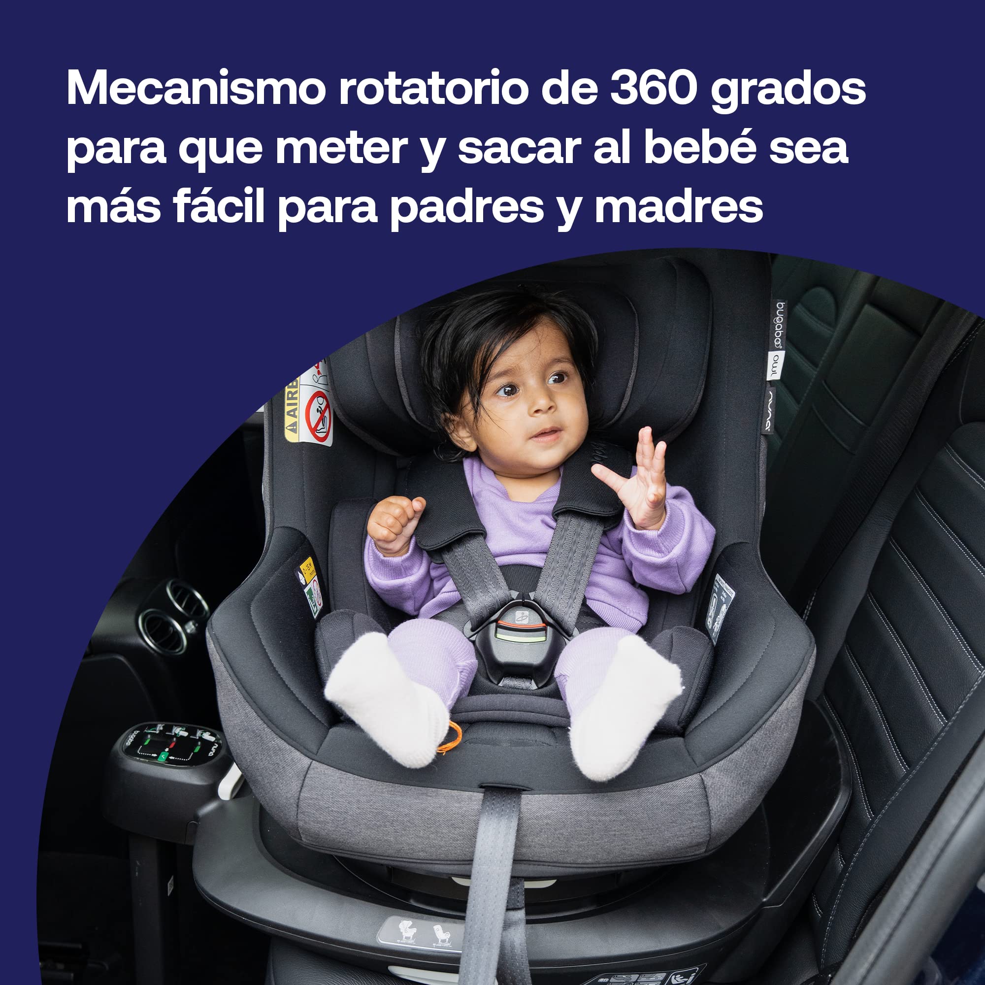 Bugaboo Base giratoria ISOFIX 360 by Nuna para Sillas de Coche Owl y Turtle Air, de 0 a 4 años o de 0 a 18 kg, Posición de Asiento hacia Atrás y hacia Adelante e Instalación Segura