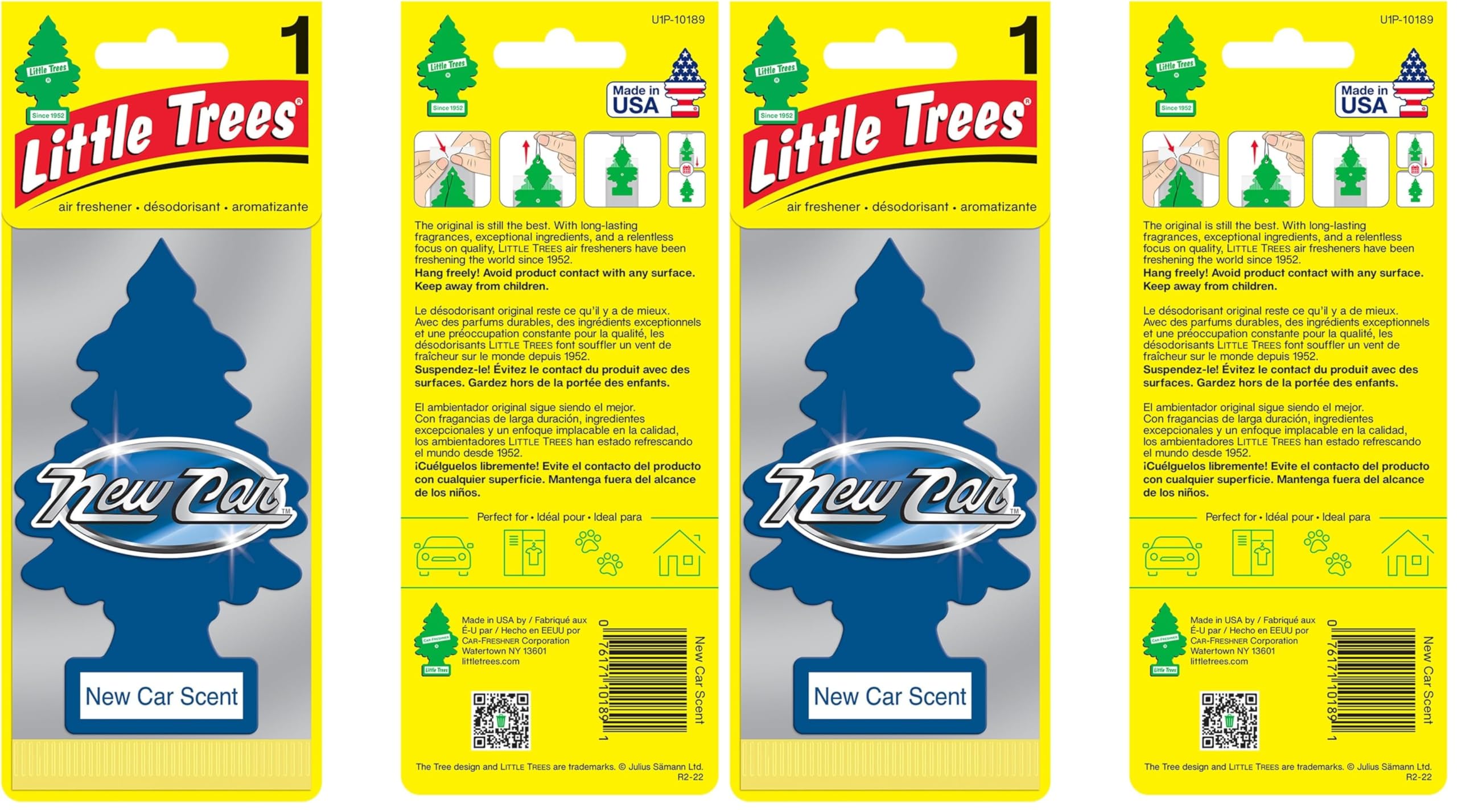 LITTLE TREES Car Freshener 76171101891 Yellow Little Trees Air Freshener New Car Scent - 1 Each (Pack of 2)