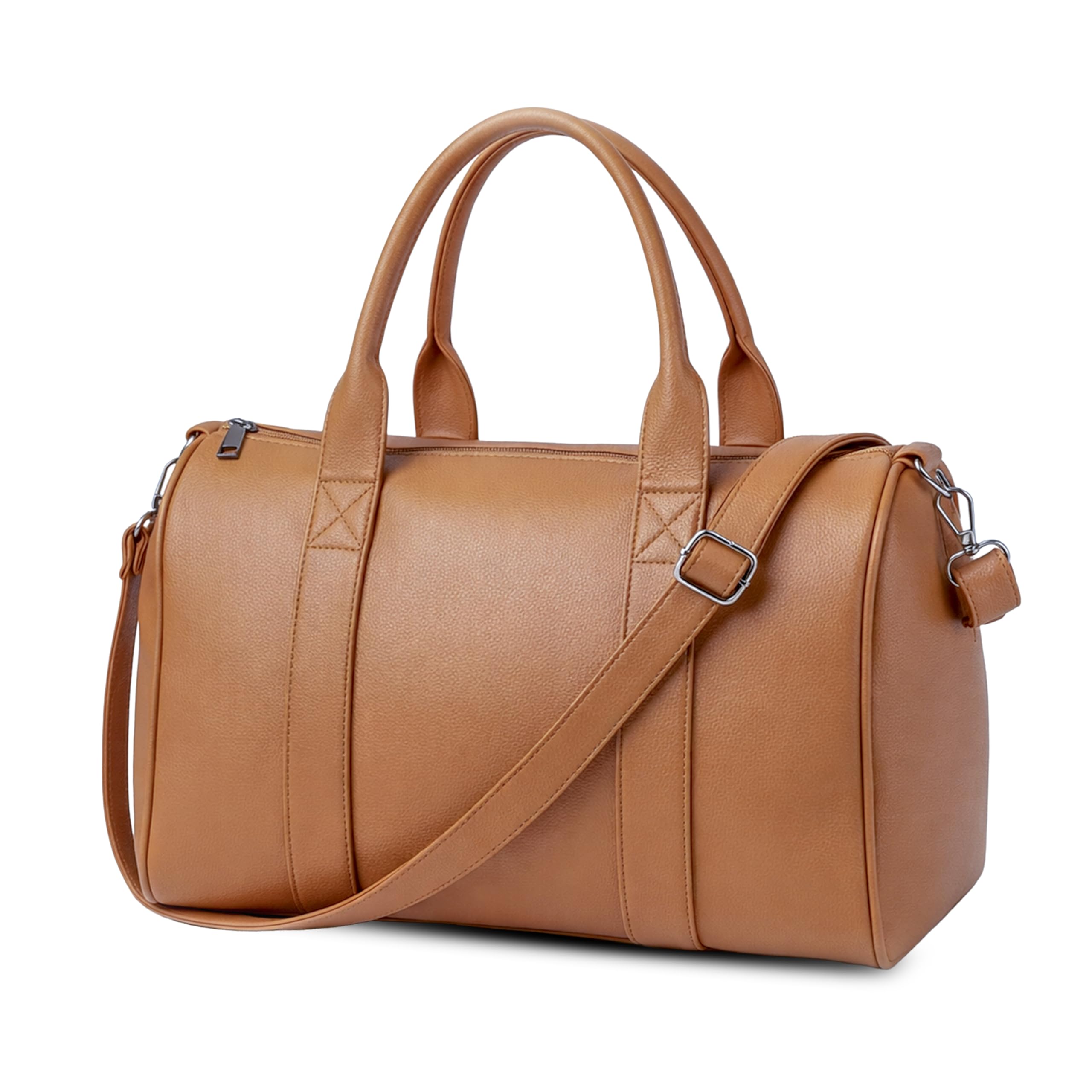 Women’s Premium Faux Leather Handbag with Dual Top Handles, Large Capacity Travel Bag, Stylish Tote Shoulder Bag for Gym, Travel, Office and Daily Use (Brown)-image-28