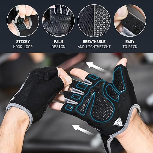 Miniatura 3 de FIGHTECH Guantes de entrenamiento para hombres y mujeres, guantes de levantamiento de pesas sin dedos con palmas acolchadas, guantes de gimnasio