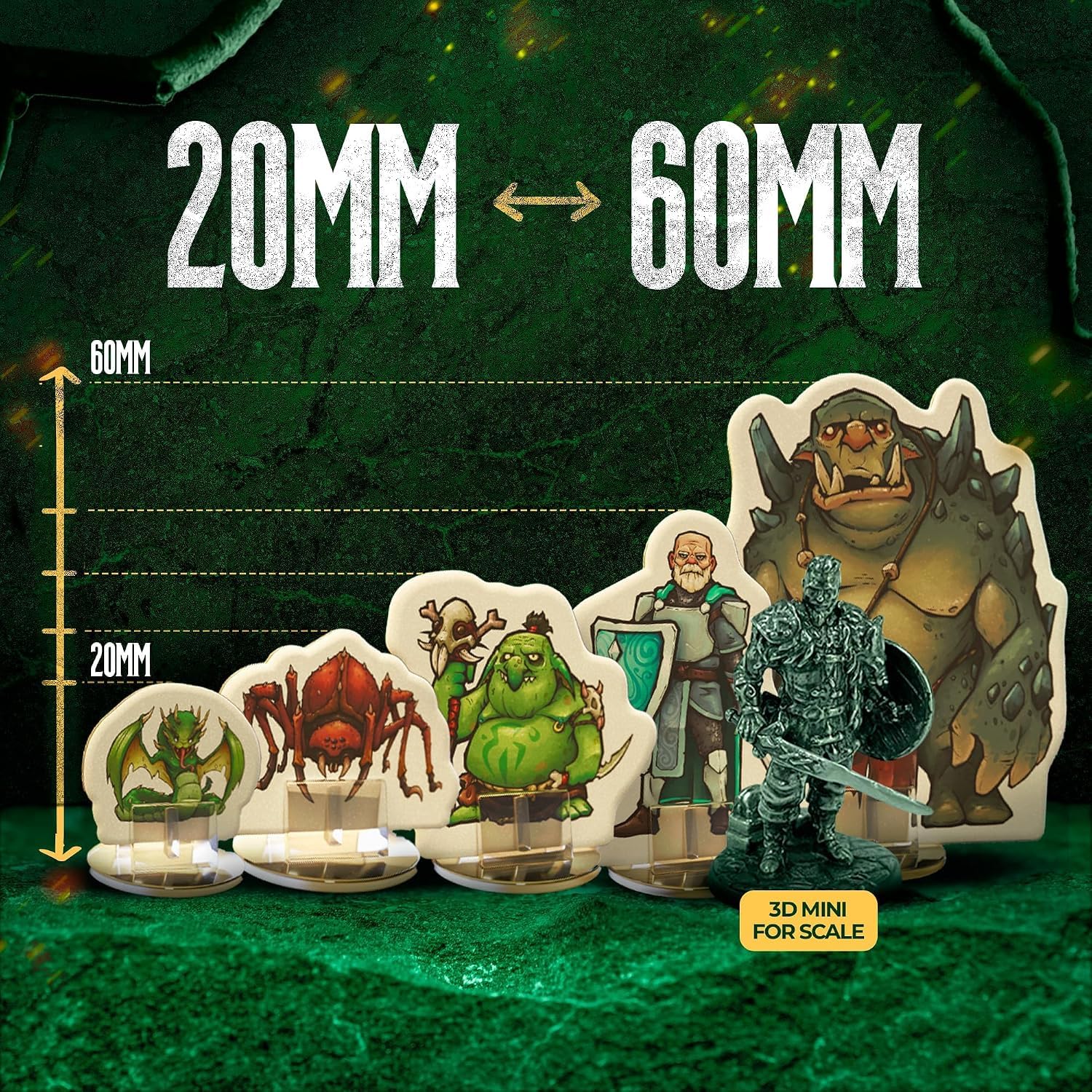 Zestaw 36 płaskich figurek DND premium z podstawami, Dungeons and Dragons 5e, Pathfinder, TTRPG, Tokens, Standees, zestaw startowy Game Pieces (Essential Pack, 36)