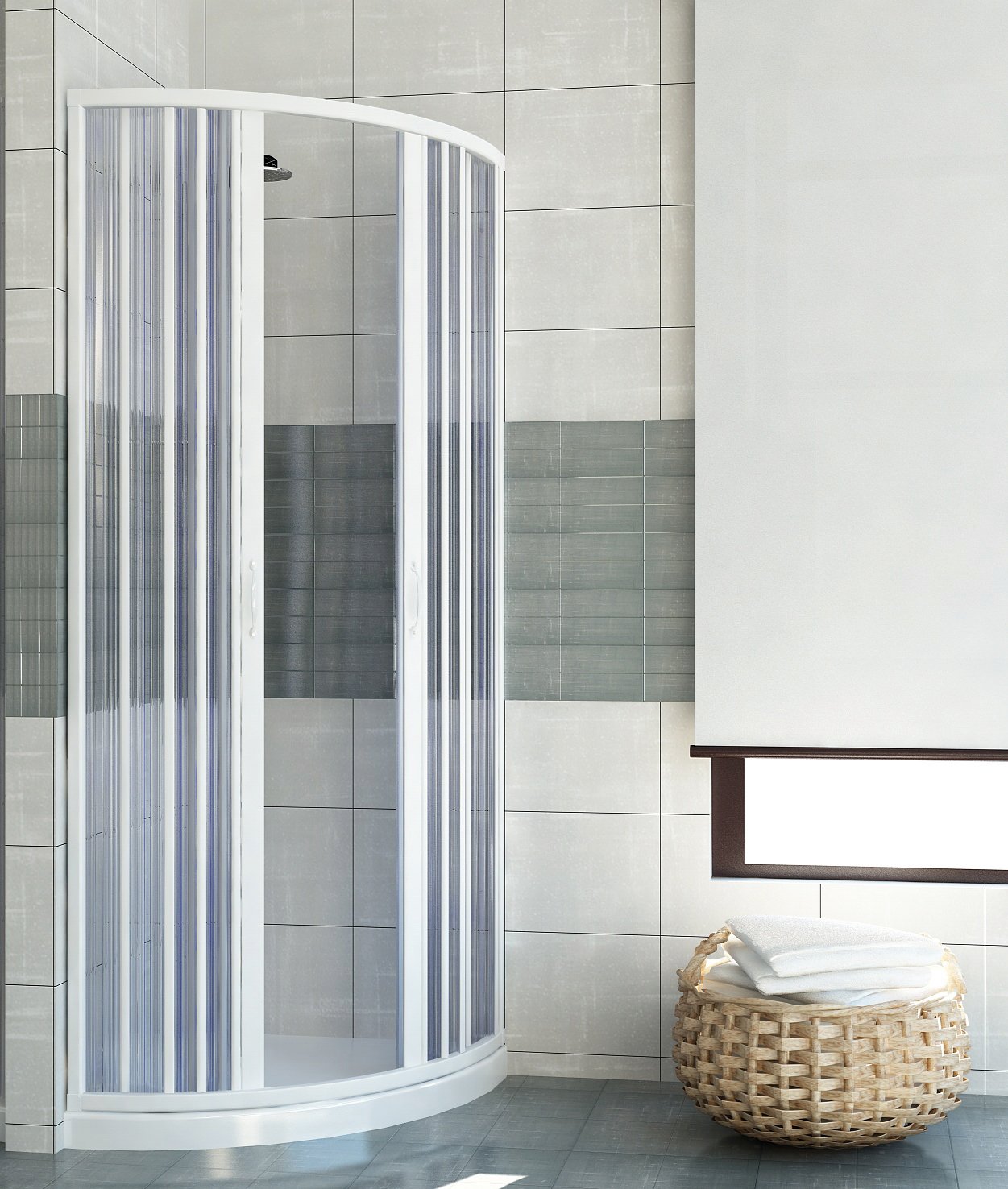 PVC extensible de ducha apertura central semicircular de la puerta 70/80
