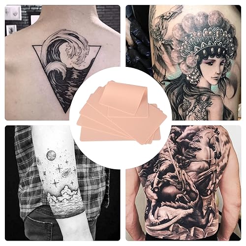 Miniatura 7 de Benbilry Piel de práctica de tatuaje en blanco, 10.7 x 6 pulgadas de grosor de doble cara para tatuar cejas, tamaño grande, 5 hojas para
