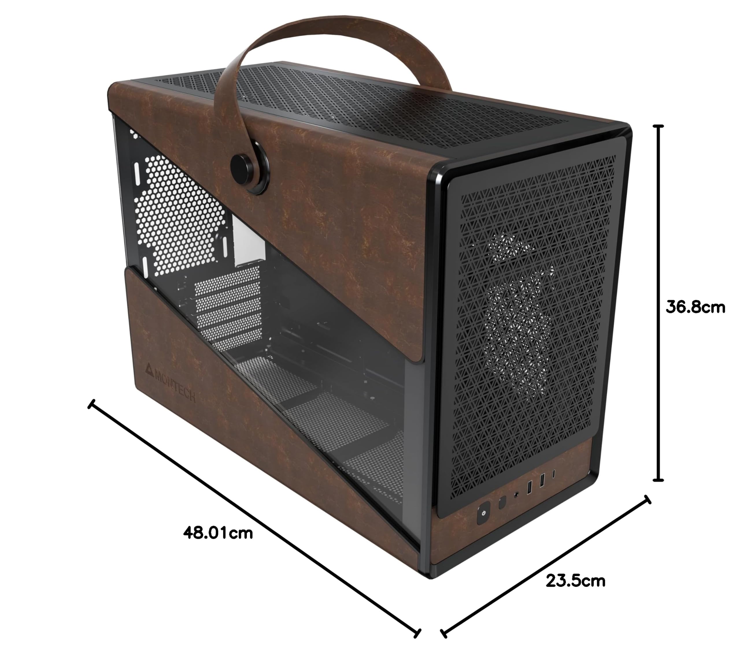 MONTECH Heritage mATX, chassi de jogos de couro compacto micro