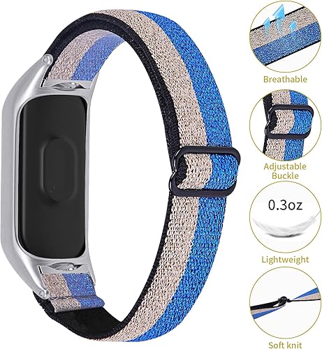 Miniatura 3 de Mi 3 banda de tela, Moekk bandas de reloj de nailon elástico ajustable trenzado elástico Sport Loop Correa de repuesto para hombres y mujeres para