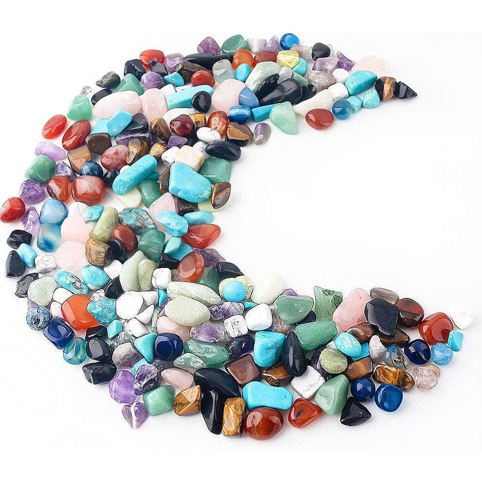 JOHOUSE Quartz Crystals, Crushed Chips Tumbled Polished Stone Beads Irregular Shaped Succulent Rocks for Plants Indoor Betta Fish Tank Gravel Vase Filler Crafts About 1lb(450g),10 Different Kinds