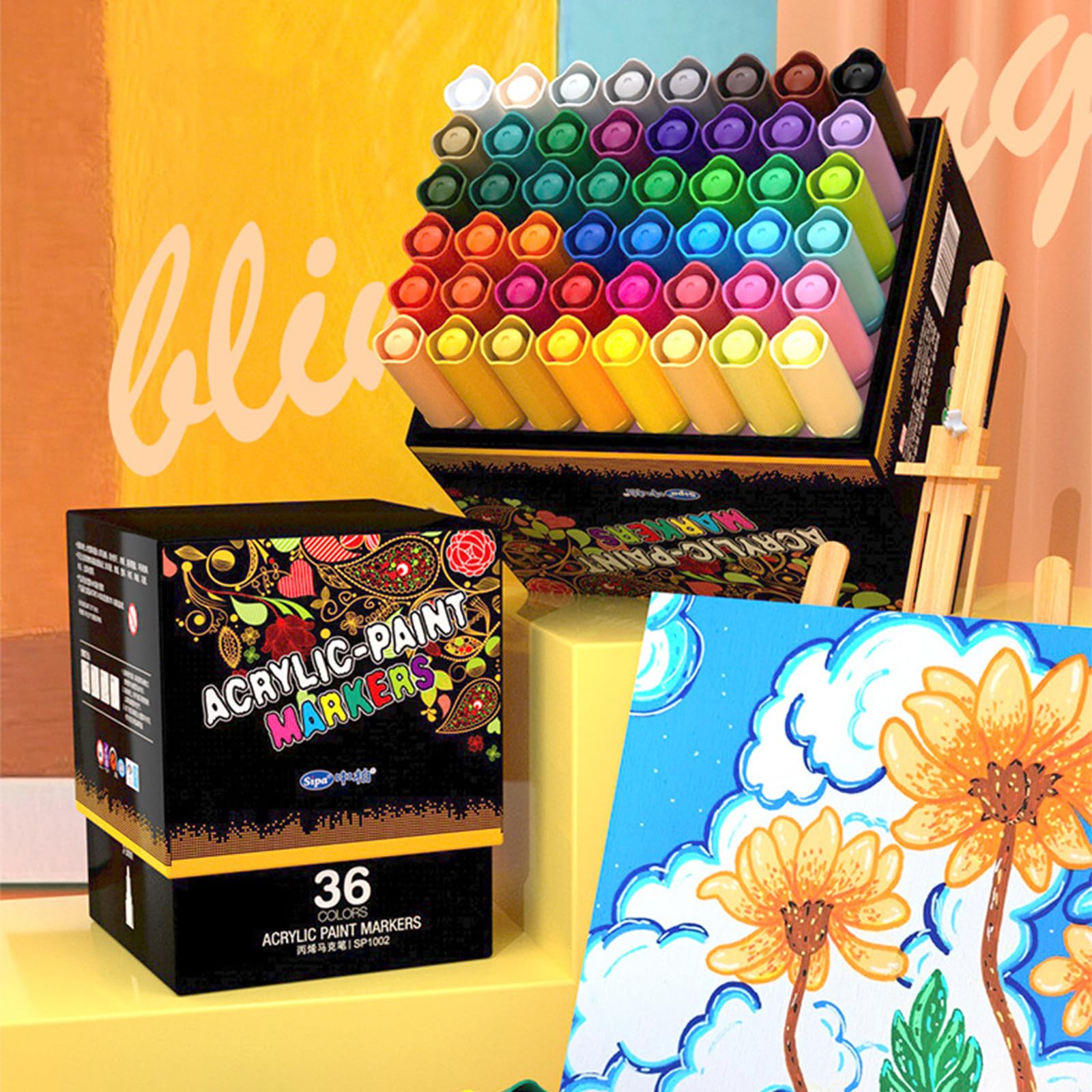 ljhnba Pennarello acrilico resistente all ' acqua per dipingere carta, ceramica, tessuto, legno, tela, vetro e scrapbooking Pennarelli acrilici punta fine a base d ' acqua