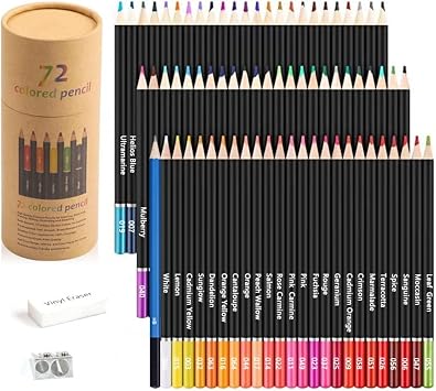 Corslet 75 Pcs Oil Colored Pencils Set with Sharpener and Eraser Drawing Pencils Colored Pencils Set Coloring Book for Adults Kids Sketching Shading Beginners Pencil Coloring