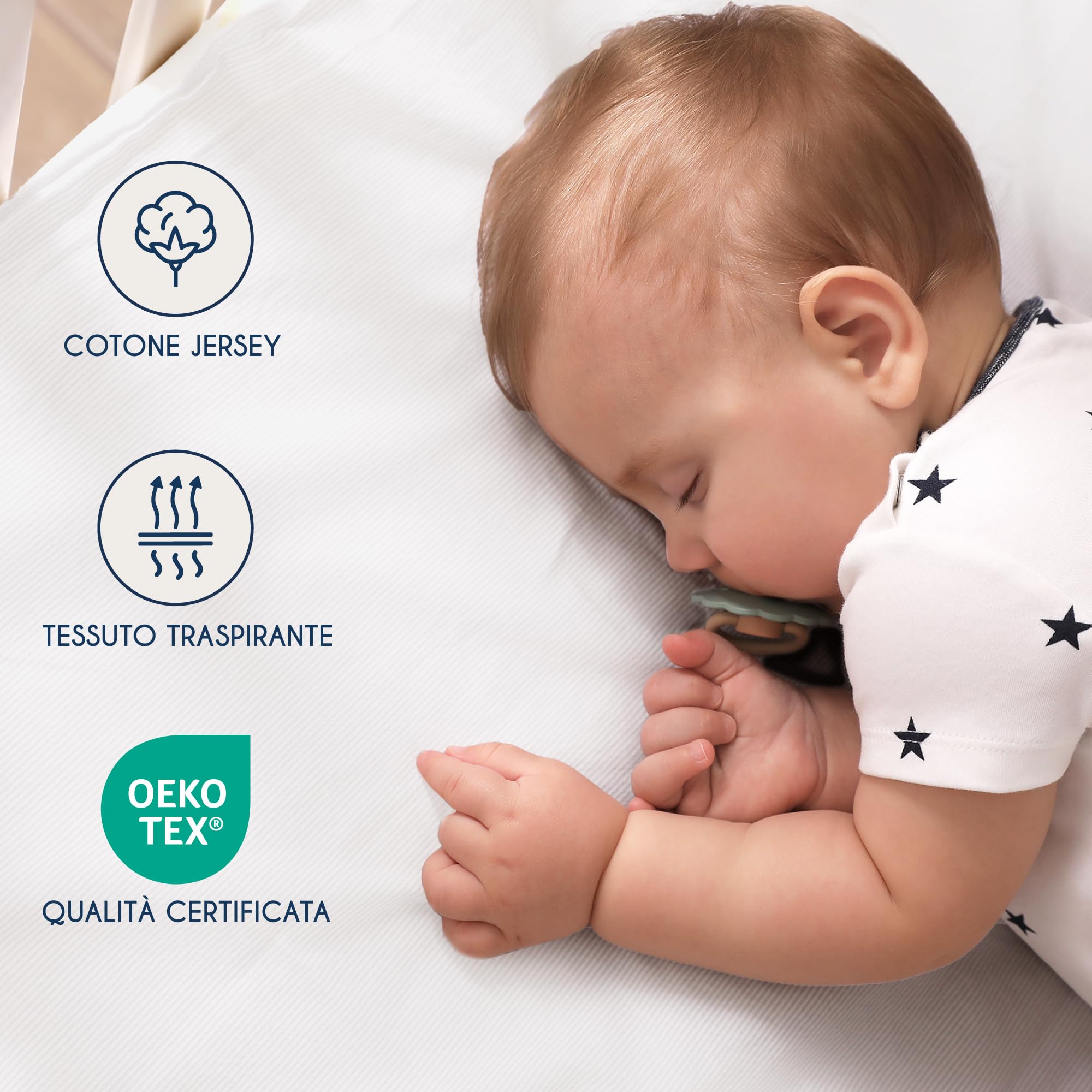 Dreamzie - Set 2 Lenzuolo con Angoli Cotone Bambini - 40x80 - Oeko Tex certificato - Bianco - Lenzuolo con Angoli 40x80