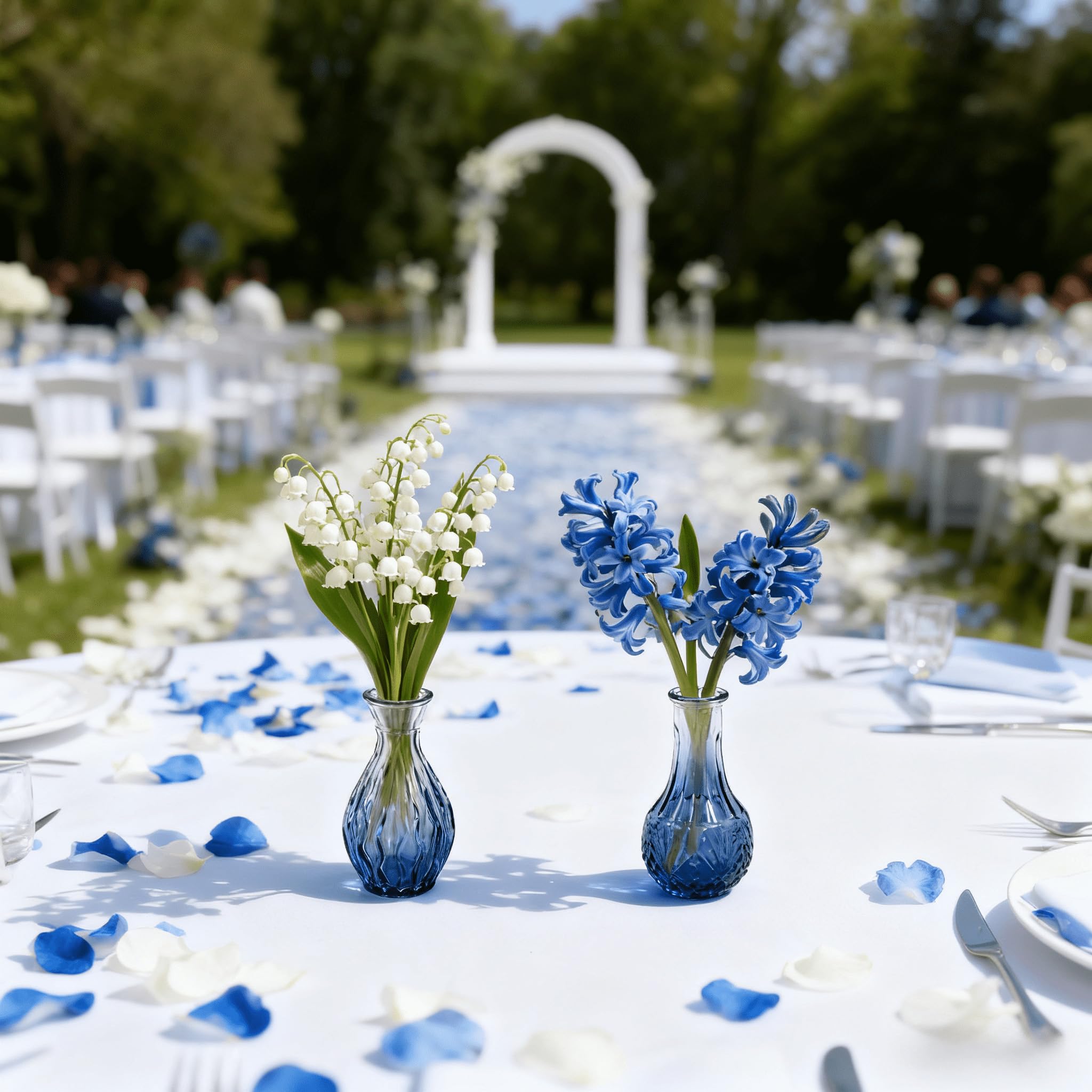 YRHome 32 Stück Kleine Vasen für Tischdeko, Glas-Budenvasen-Set Mini, kleine Glasvase, Vintage-Blumenvasen & Knospenvasen für Hochzeiten, Partys, Feierlichkeiten Verlauf Blau