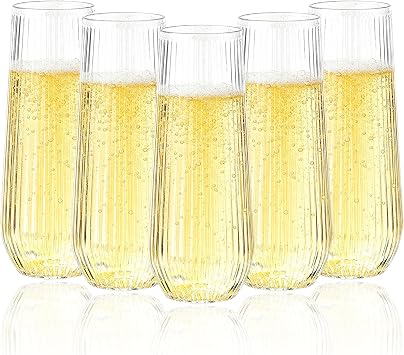 Goodluck 24 Pack Clear Plastic Champagne Flutes