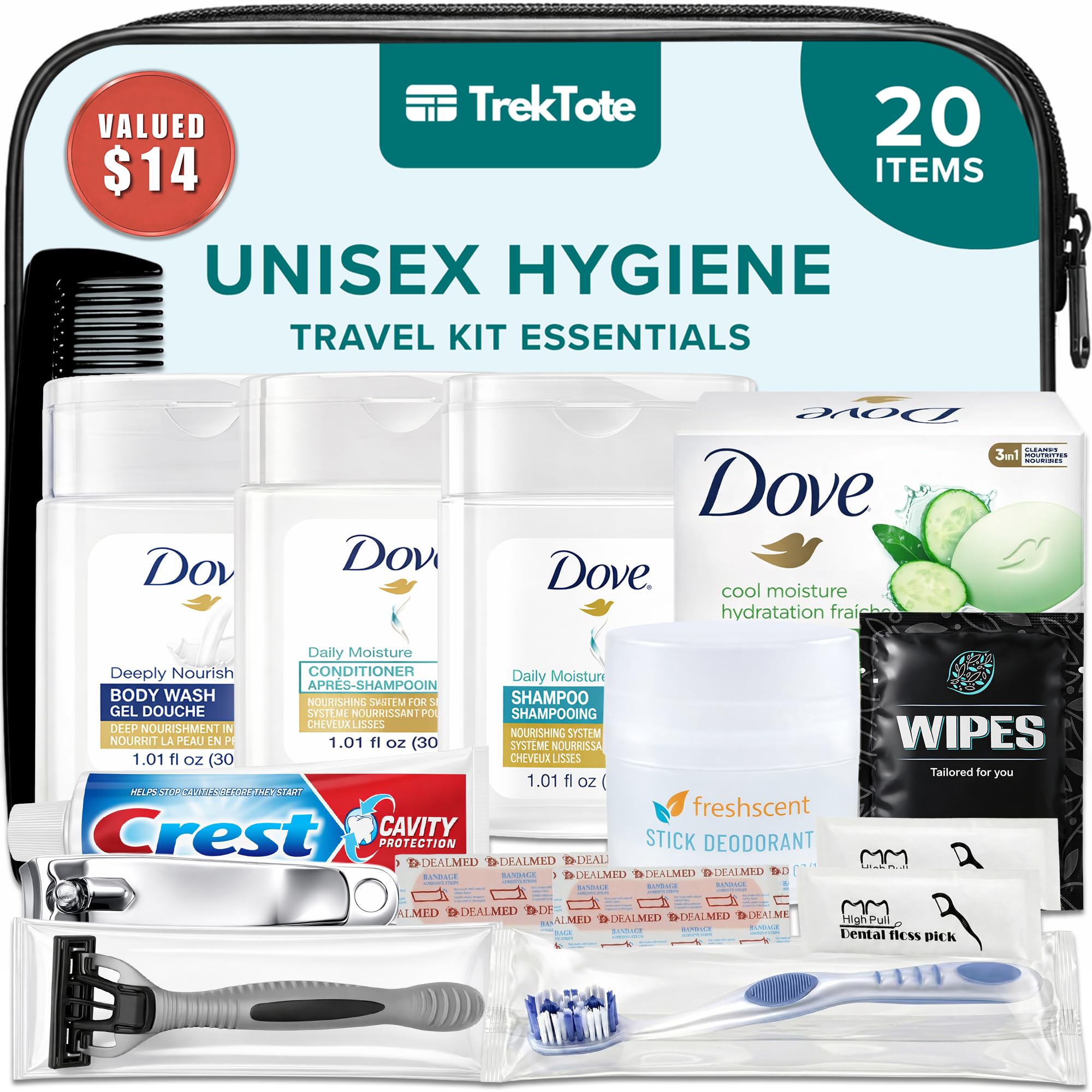 20-Piece Unisex Travel Hygiene Kit