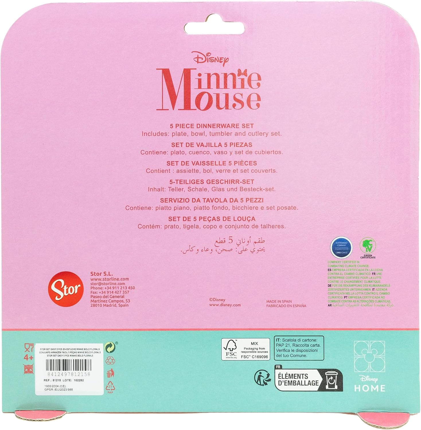 5 PCS EASY SET (PLATE, BOWL, TUMBLER, CUTLERY) (PLATE, BOWL, TUMBLER, CUTLERY) MINNIE BOLD FLORALS