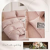 Vista 9 de EAVD Juego de funda de edredón vintage rosa rubor floral, tamaño individual, suave, 100% algodón, elegante, estampado botánico de jardín