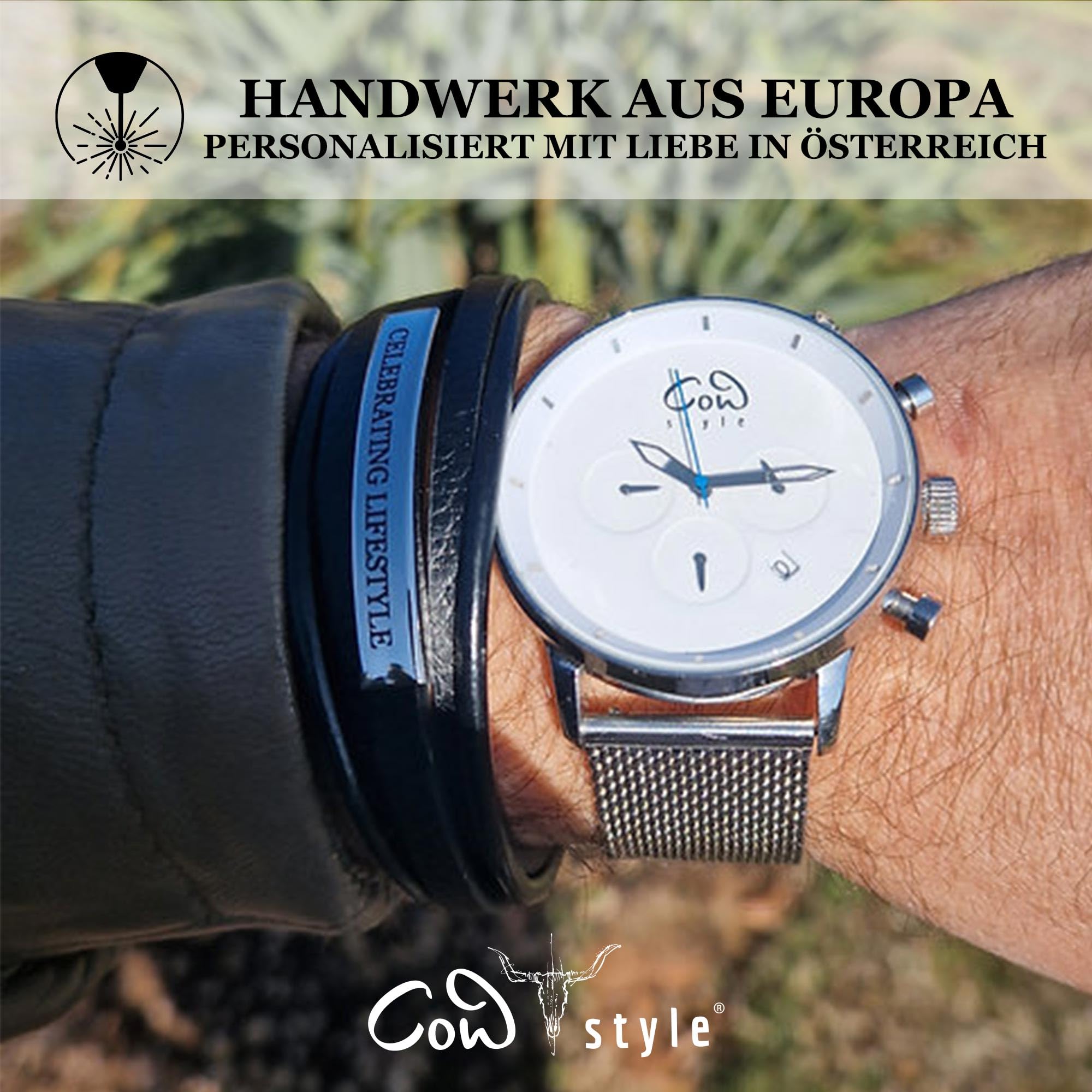 Lederarmband mit Gravur Herren Damen | Personalisiertes Armband mit Namen Datum | Männerarmband Frauenarmband | Geschenk Freund Papa Mama zu Weihnachten | Aus Echtleder | Modeschmuck