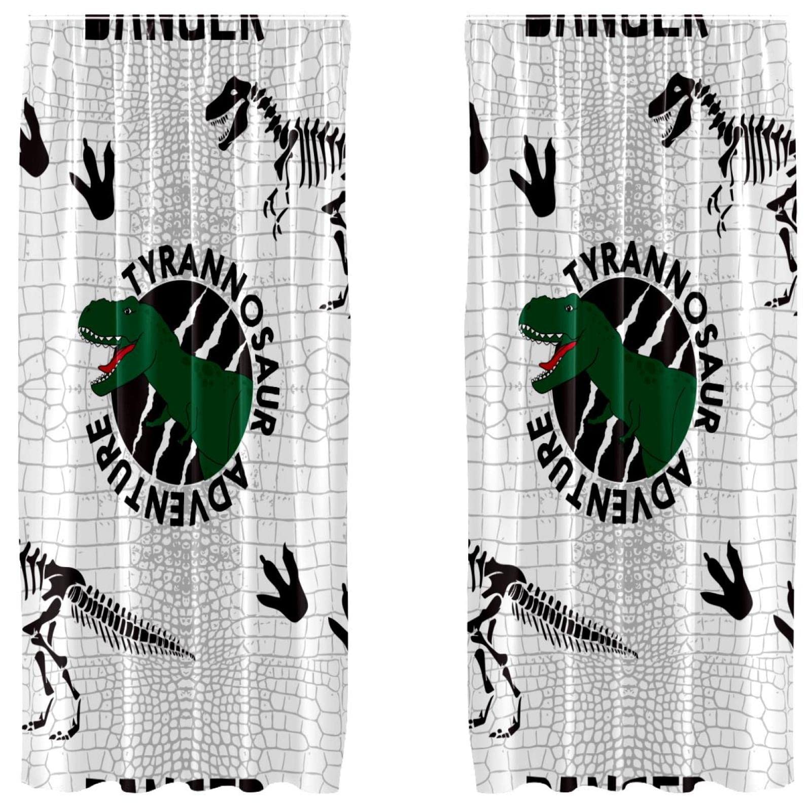 Cortinas de dinosaurios Tyrannosaurio infantiles pack de 2 unidades 55 x 84 pulgadas