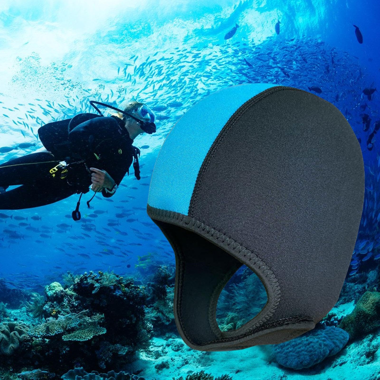 Cagoule de Plongée sous-Marine en Néoprène 3mm pour Hommes et Femmes, avec Mentonnière, Garde Au Chaud, Chapeau de Surf, Chapeau de Bain pour Canoë et