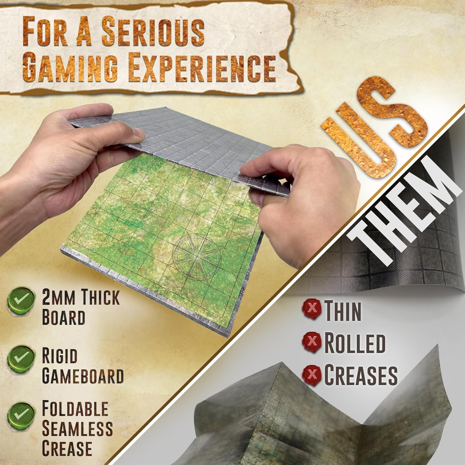 Melee Mats DND Map Starter Set - 22” x 26" Double Sided, Wet & Dry Erase Battle Terrain Grid for Dungeons and Dragons - Tabletop Board Gaming Kit with Accessories - Image 5