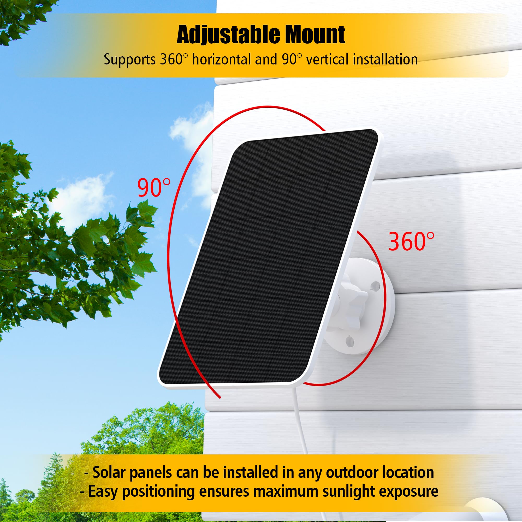 Solar Panel for eufy Camera,Security Camera,5V 4W Solar Panel for