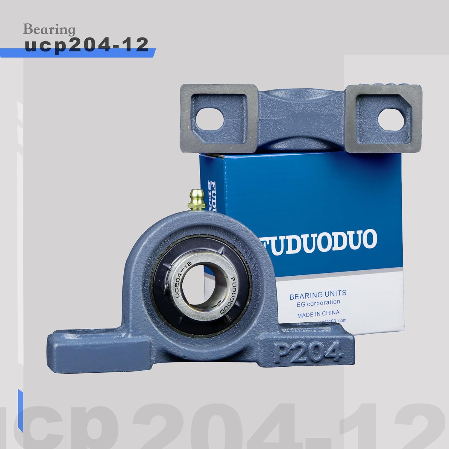 2 PCS Heavy Duty Pillow Block Mounted Ball Bearings 3/4 Inch Bore Solid Cast Iron Base UCP204-12 Pillow Bearings with Screw Lock Self Aligning Mounted Pillow Bearings