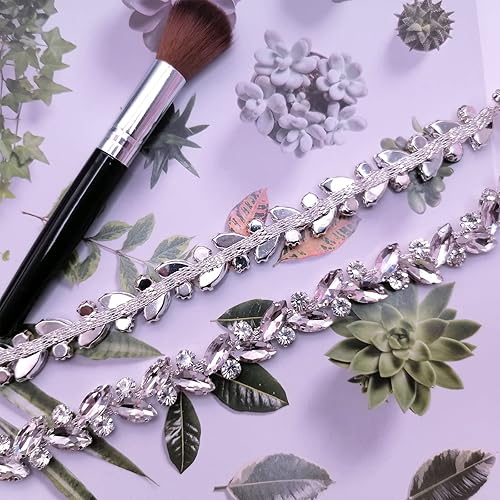 Miniatura 4 de Cadena de diamantes de imitación de 2 yardas con diamantes de imitación brillantes para decoración de fiesta de boda y adornos de disfraces de