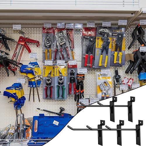 Miniatura 4 de Paquete de 28 ganchos y colgadores Slatwall accesorios de pared de listones de metal, ganchos resistentes para sistema de almacenamiento de garaje,