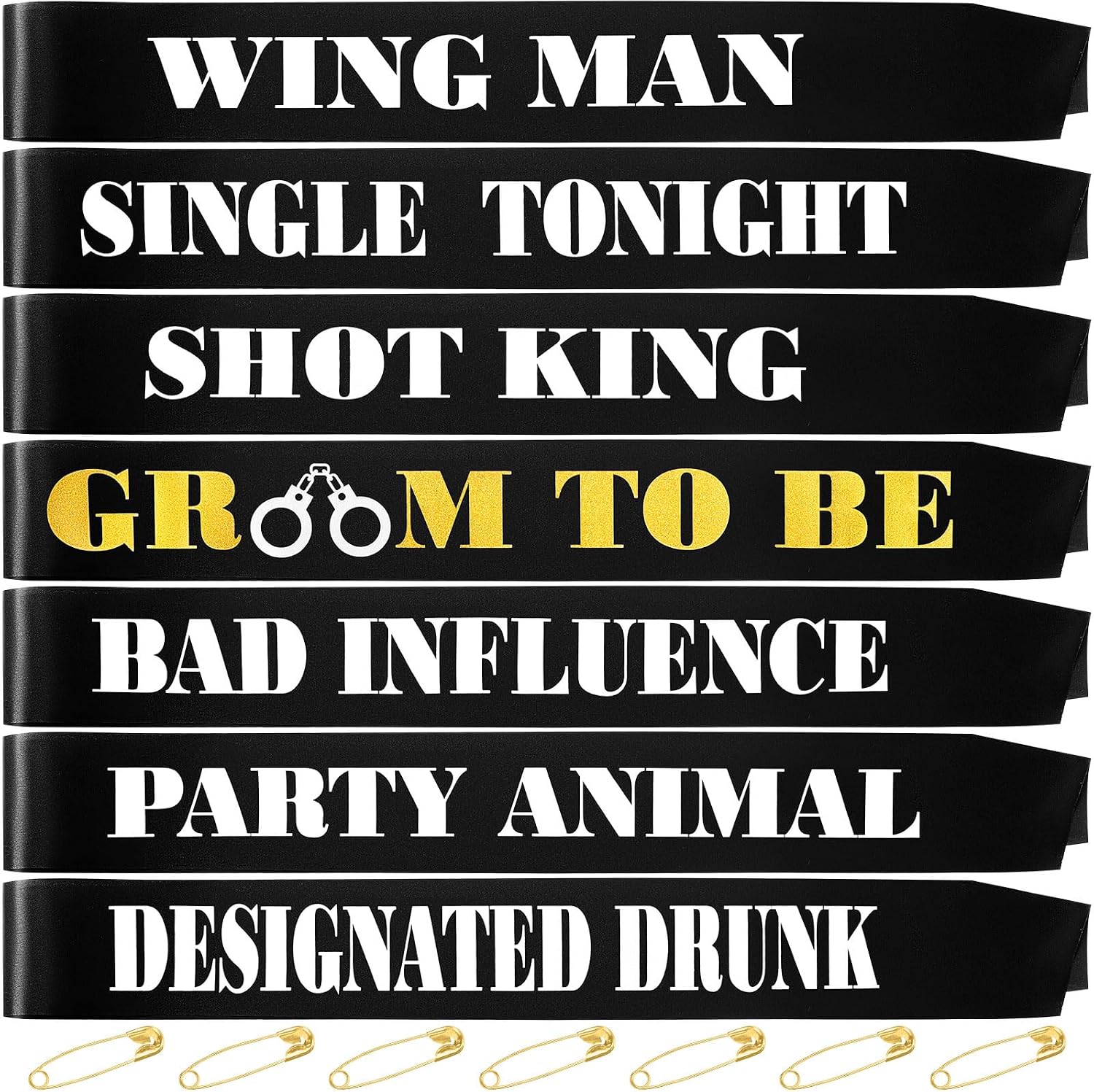 Daifunli 7 Pack Bachelor Party Sash Team Groom Groomsmen Groom to Be Sash for Men Bachelorette Bridal Shower Party Favors Accessories Wedding Supplies Decorations Gifts(Funny Style)