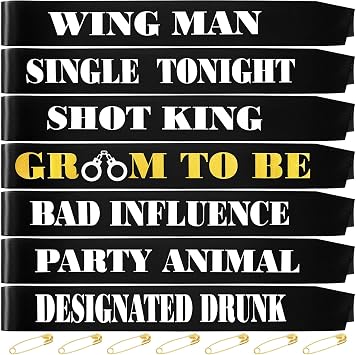 Daifunli 7 Pack Bachelor Party Sash Team Groom Groomsmen Groom to Be Sash for Men Bachelorette Bridal Shower Party Favors Accessories Wedding Supplies Decorations GiftsFunny Style