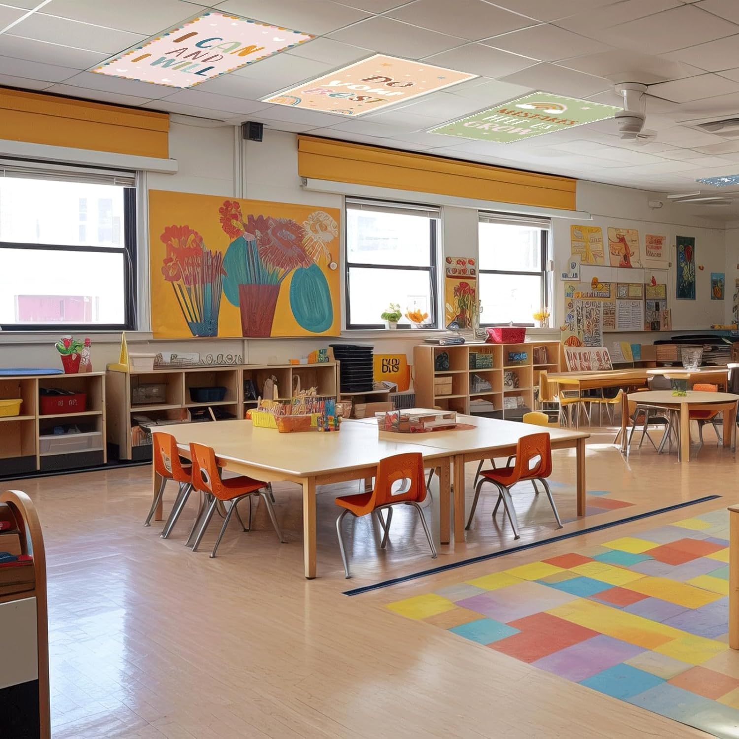 8 Pcs Fluorescent Light Covers with 80 Magnets Decorative for Classroom Ceiling Light 4 x 2 Feet Magnetic Lights Covers Filter Easy Install for Office Hospitals & Home Drop Ceiling Supplies (Boho)